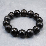 Japanese Natural Obsidian 15mm Bead Bracelet 62.3g (ID:10866)