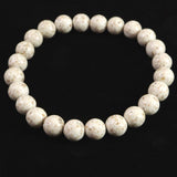 Japanese Natural Cream Himekawa Rhyolite 8mm Bead Bracelet 17.7g (ID:12154)
