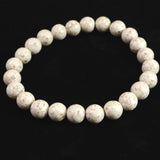 Japanese Natural Cream Himekawa Rhyolite 8mm Bead Bracelet 17.7g (ID:12154)