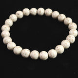 Japanese Natural Cream Himekawa Rhyolite 8mm Bead Bracelet 17.7g (ID:12154)