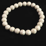 Japanese Natural Cream Himekawa Rhyolite 8mm Bead Bracelet 17.7g (ID:12154)