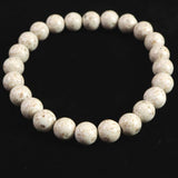 Japanese Natural Cream Himekawa Rhyolite 8mm Bead Bracelet 17.7g (ID:12154)
