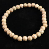 Japanese Natural Cream Himekawa Rhyolite 6mm Bead Bracelet 11.3g (ID:13018)