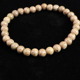 Japanese Natural Cream Himekawa Rhyolite 6mm Bead Bracelet 11.3g (ID:13018)