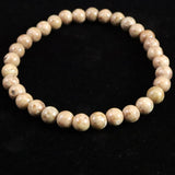Japanese Natural Cream Himekawa Rhyolite 6mm Bead Bracelet 11.3g (ID:13018)