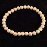 Japanese Natural Cream Himekawa Rhyolite 6mm Bead Bracelet 11.3g (ID:13018)