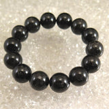 Japanese Natural Black Quartz 草入り Quartz Bead Bracelet 15mm 66.3g with Certificate (ID:13835)