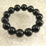 Japanese Natural Black Quartz 草入り Quartz Bead Bracelet 15mm 66.3g with Certificate (ID:13835)