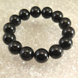 Japanese Natural Black Quartz 草入り Quartz Bead Bracelet 15mm 66.3g with Certificate (ID:13835)