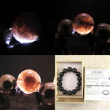 Japanese Natural Black Quartz 草入り Quartz Bead Bracelet 15mm 66.3g with Certificate (ID:13835)