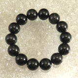 Japanese Natural Black Quartz Grass-included Quartz Bead Bracelet 15mm 66.3g with Certificate (ID:13835)