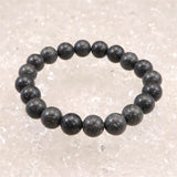 Japanese Natural Mt. Fuji Basalt Lava 10mm Bead Bracelet 28.6g (ID:16081)