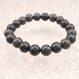 Japanese Natural Mt. Fuji Basalt Lava 10mm Bead Bracelet 28.6g (ID:16081)