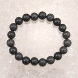 Japanese Natural Mt. Fuji Basalt Lava 10mm Bead Bracelet 28.6g (ID:16081)