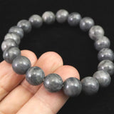 Japanese Natural Dark Gray Churaumi Stone 10mm Bead Bracelet 29.1g (ID:17069)