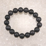 Japanese Natural Mt. Fuji Basalt Lava 12mm Bead Bracelet 44.0g (ID:18112)