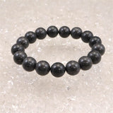 Japanese Natural Mt. Fuji Basalt Lava 12mm Bead Bracelet 44.0g (ID:18112)