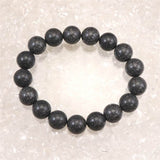 Japanese Natural Mt. Fuji Basalt Lava 12mm Bead Bracelet 44.0g (ID:18112)