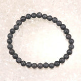 Japanese Natural Mt. Fuji Basalt Lava 6mm Bead Bracelet 10.6g (ID:20501)