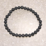 Japanese Natural Mt. Fuji Basalt Lava 6mm Bead Bracelet 10.6g (ID:20501)