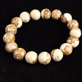 Japanese Natural Brown Himekawa Rhyolite 12mm Bead Bracelet 42.2g (ID:23297)