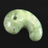 Japanese Natural Hidaka Jadeite White-Green 33mm Magatama 16.2g (ID:25802)