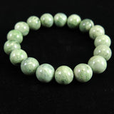 Japanese Natural Hidaka Jadeite White-Green Grade AA Grade 12mm Bead Bracelet 51.0g (ID:25928)