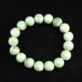 Japanese Natural Hidaka Jadeite White-Green Grade AA Grade 12mm Bead Bracelet 51.0g (ID:25928)