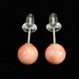 Natural Pink Gem Coral Deep Sea Coral 6.5mm Earrings 1.08g from Kochi, Japan (ID:26051)