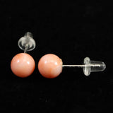 Natural Pink Gem Coral Deep Sea Coral 6.5mm Earrings 1.08g from Kochi, Japan (ID:26051)