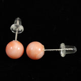 Natural Pink Gem Coral Deep Sea Coral 6.5mm Earrings 1.08g from Kochi, Japan (ID:26051)