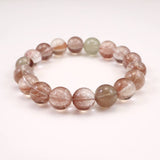 Japanese Natural Pink Included Quartz 11.5mm Bead Bracelet 39.5g (ID:27775)