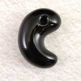 Japanese Natural 隠岐の島 黒曜石 Magatama 30.5mm 9.4g with Directory Card (ID:27850)
