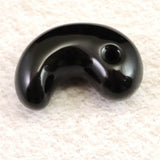 Japanese Natural 隠岐の島 黒曜石 Magatama 30.5mm 9.4g with Directory Card (ID:27850)