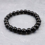 Japanese Natural Morion Black Quartz 8mm Bead Bracelet 18.7g (ID:29525)