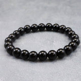 Japanese Natural Morion Black Quartz 8mm Bead Bracelet 18.7g (ID:29525)