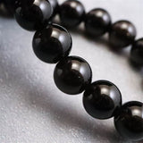 Japanese Natural Morion Black Quartz 8mm Bead Bracelet 18.7g (ID:29525)