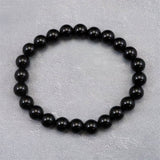 Japanese Natural Morion Black Quartz 8mm Bead Bracelet 18.7g (ID:29525)
