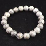 Japanese Natural Light Gray Churaumi Stone 10mm Bead Bracelet 27.5g (ID:36556)
