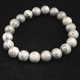 Japanese Natural Light Gray Churaumi Stone 10mm Bead Bracelet 27.5g (ID:36556)