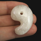 Japanese Natural Gray Quartz 33mm Magatama 13.2g (ID:36763)