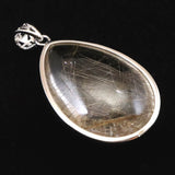 Japanese Natural Quartz ルチル入 ドロップ型 Pendanttop 30mm 11.2g with Directory Card (ID:36769)