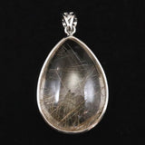 Japanese Natural Quartz Rutile Included Drop Shape Pendanttop 30mm 11.2g with Directory Card (ID:36769)