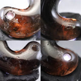 Japanese Natural Black 鉱山産 Quartz Magatama 30mm 10.3g with Directory Card (ID:37100)