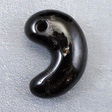 Japanese Natural Black Mine Quartz Magatama 30mm 10.3g with Directory Card (ID:37100)