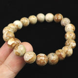 Japanese Natural Brown Himekawa Rhyolite 10mm Bead Bracelet 28.5g (ID:37567)
