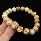 Japanese Natural Brown Himekawa Rhyolite 10mm Bead Bracelet 28.5g (ID:37567)