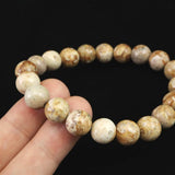 Japanese Natural Brown Himekawa Rhyolite 10mm Bead Bracelet 28.5g (ID:37567)