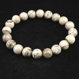 Japanese Natural White Moriyama Chert 10mm Bead Bracelet 28.3g (ID:38851)