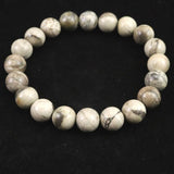 Japanese Natural White Moriyama Chert 10mm Bead Bracelet 28.3g (ID:38851)